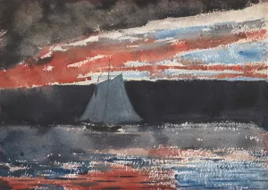 Schooner at Sunset by Winslow Homer Oil Painting