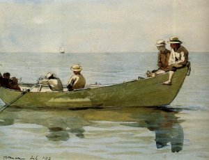 Seven Boys in a Dory Oil painting by Winslow Homer