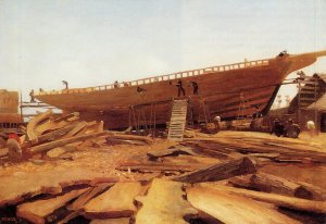 Shipbuilding at Gloucester Oil painting by Winslow Homer