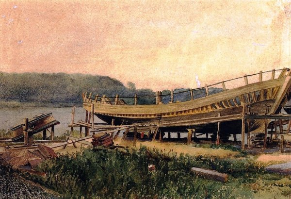 Shipbuilding, Ipwich by Winslow Homer - Hand-Painted Oil Painting Reproduction