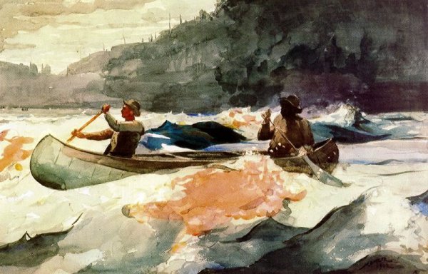 Shooting the Rapids by Winslow Homer - Hand-Painted Oil Painting Reproduction