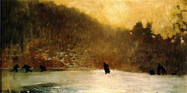 Skating Scene by Winslow Homer - Hand-Painted Oil Painting Reproduction