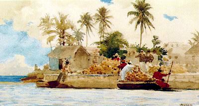 Main Product Photo of Sponge Fishing, Nassau  Painting by Winslow Homer