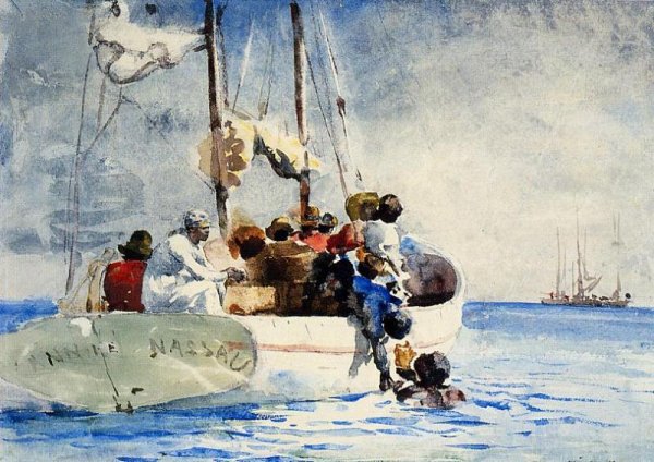 Main Product Photo of Sponge Fishing Painting by Winslow Homer