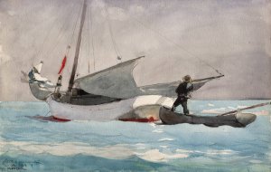 Stowing Sail by Winslow Homer Oil Painting