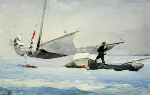 Stowing the Sail by Winslow Homer - Oil Painting Reproduction
