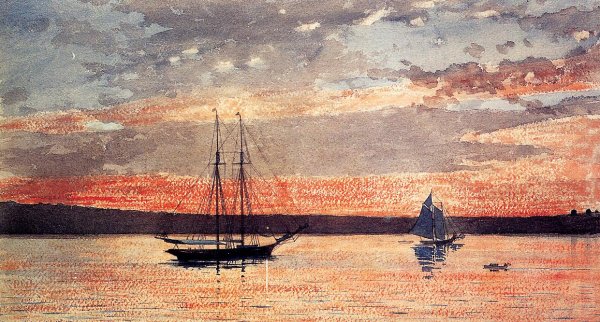 Main Product Photo of Sunset at Gloucester Painting by Winslow Homer