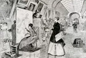 The Art Students and Copysts in the Louvre by Winslow Homer Oil Painting