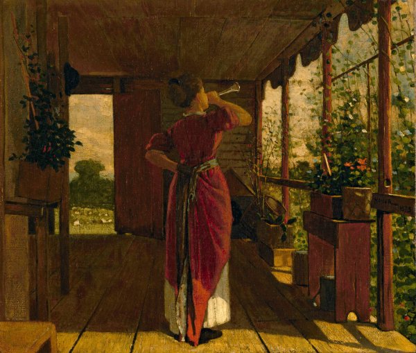 The Dinner Horn  by Winslow Homer - Hand-Painted Oil Painting Reproduction