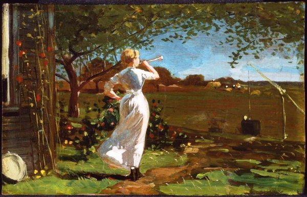 Main Product Photo of The Dinner Horn Painting by Winslow Homer