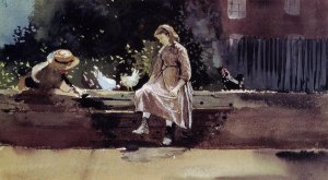 The Farmyard Wall by Winslow Homer Oil Painting