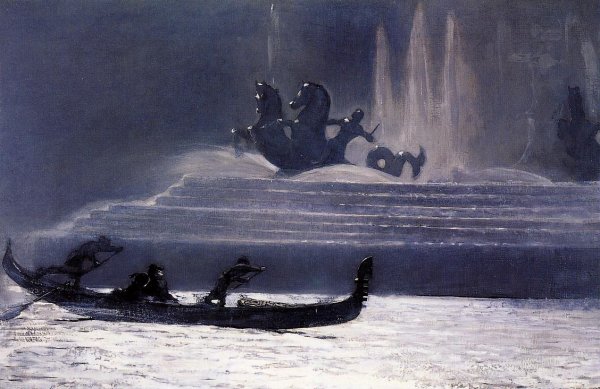 The Fountains at Night, World's Columbian Exposition by Winslow Homer - Hand-Painted Oil Painting Reproduction
