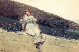 The Garden Wall also known as Girl on a Garden Wall by Winslow Homer - Oil Painting Reproduction