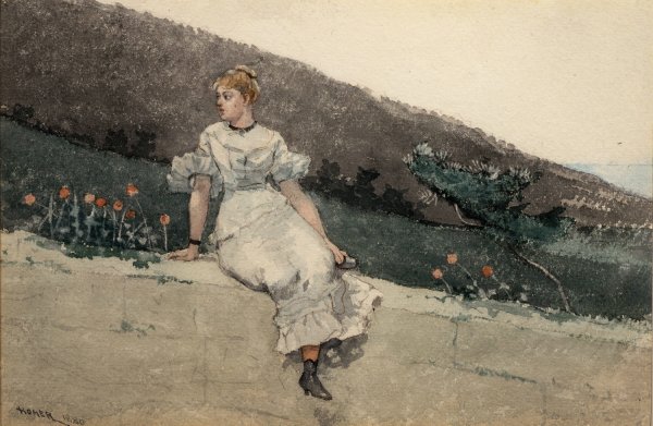 The Garden Wall  by Winslow Homer - Hand-Painted Oil Painting Reproduction