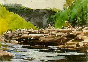 The Log Jam, Hudson River at Blue Ledge by Winslow Homer Oil Painting