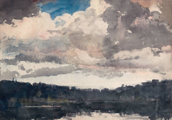 The Lone Boat, North Woods Club, Adirondacks  by Winslow Homer - Hand-Painted Oil Painting Reproduction
