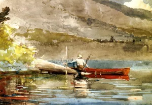 The Red Canoe by Winslow Homer Oil Painting