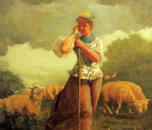 The Shepherdess also known as The Shepherdess of Houghton Farm by Winslow Homer Oil Painting