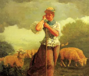The Shepherdess also known as The Shepherdess of Houghton Farm by Winslow Homer - Oil Painting Reproduction