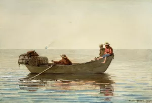 Three Boys in a Dory with Lobster Pots by Winslow Homer - Oil Painting Reproduction