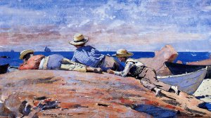 Three Boys on the Shore Oil painting by Winslow Homer