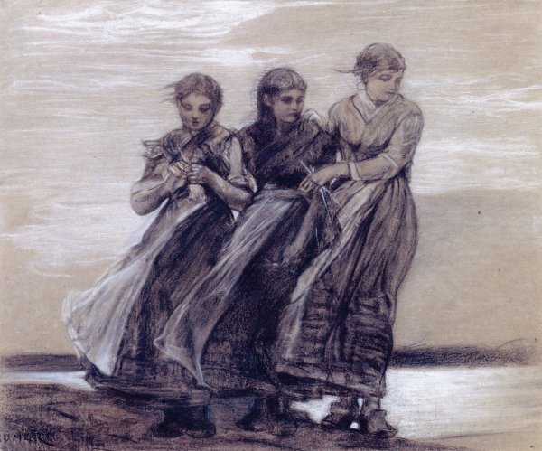 Three Girls by Winslow Homer - Hand-Painted Oil Painting Reproduction