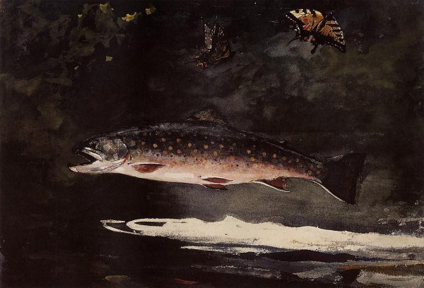 Main Product Photo of Trout Breaking Painting by Winslow Homer