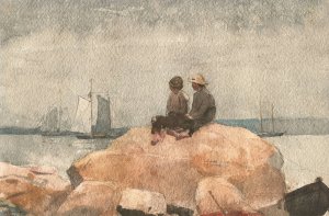 Two Boys Watching Schooners by Winslow Homer Oil Painting
