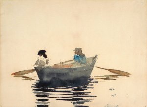 Two Girls in a Rowboat by Winslow Homer Oil Painting