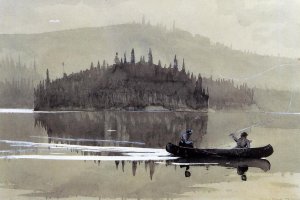 Two Men in a Canoe Oil painting by Winslow Homer