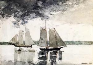 Two Schooners also known as Two Sailboats by Winslow Homer Oil Painting
