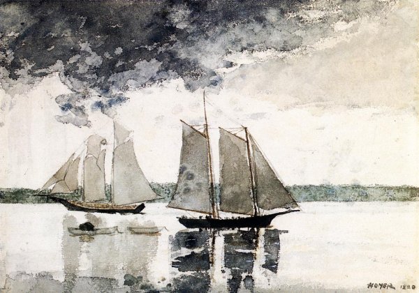 Main Product Photo of Two Schooners also known as Two Sailboats Painting by Winslow Homer