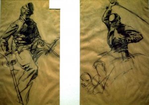 Two Sketches of Cavalry Soldiers by Winslow Homer Oil Painting