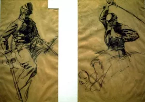Two Sketches of Cavalry Soldiers by Winslow Homer Oil Painting