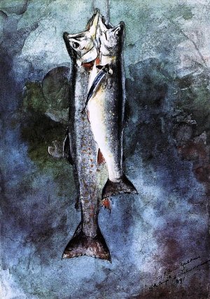 Two Trout 2 by Winslow Homer Oil Painting