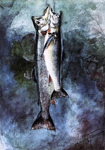 Main Product Photo of Two Trout 2 Painting by Winslow Homer