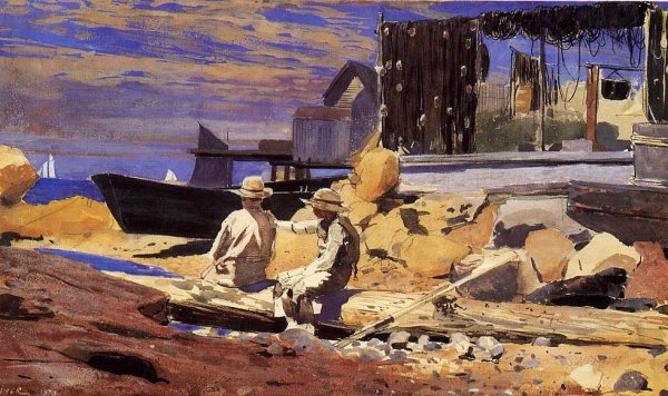 Waiting for the Boats by Winslow Homer - Hand-Painted Oil Painting Reproduction