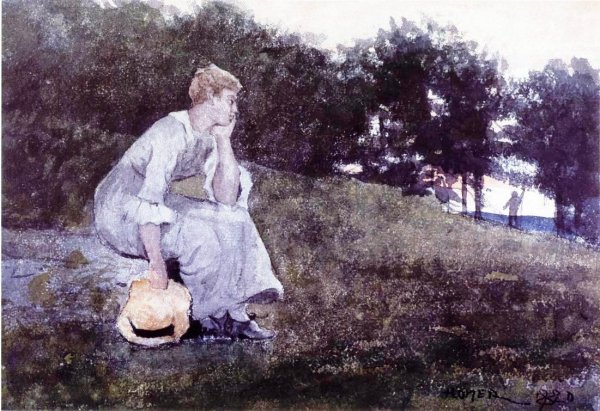 Waiting     by Winslow Homer - Hand-Painted Oil Painting Reproduction