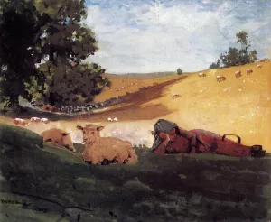 Warm Afternoon also known as Shepherdess by Winslow Homer Oil Painting