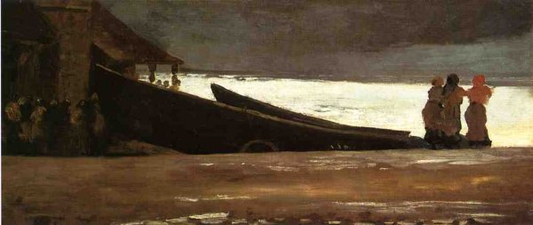 Watching a Storm on the English Coast by Winslow Homer - Hand-Painted Oil Painting Reproduction