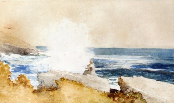 Watching the Surf by Winslow Homer - Hand-Painted Oil Painting Reproduction