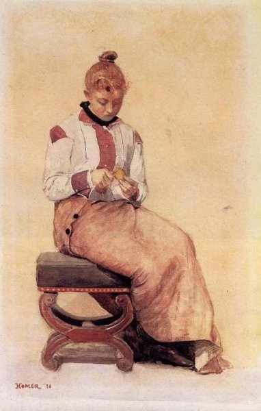 Woman Peeling a Lemon by Winslow Homer - Hand-Painted Oil Painting Reproduction