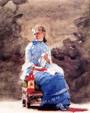 Woman Sewing by Winslow Homer Oil Painting