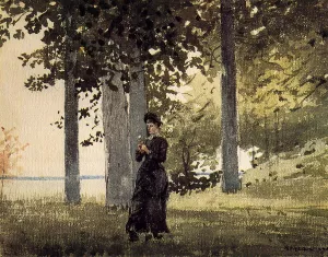 Woman with a Flower by Winslow Homer - Oil Painting Reproduction