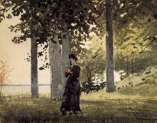 Woman with a Flower by Winslow Homer - Hand-Painted Oil Painting Reproduction