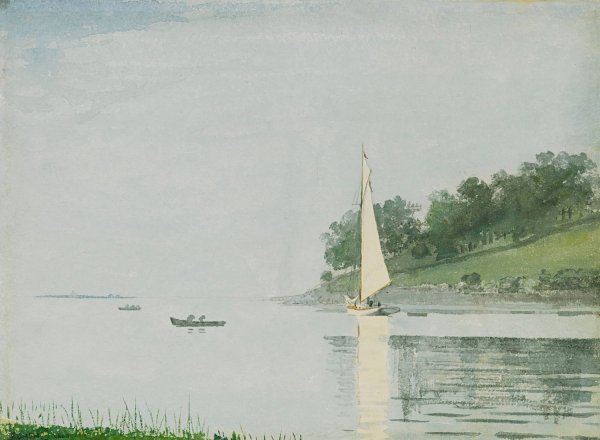 Yacht In A Cove, Gloucester  by Winslow Homer - Hand-Painted Oil Painting Reproduction