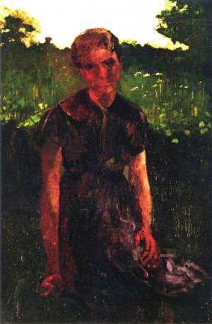 Young Girl in a Landscape by Winslow Homer Oil Painting