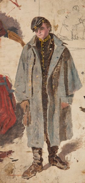 Young Soldier, Sketch of a Soldier Giving Water to a Wounded Companion by Winslow Homer Oil Painting