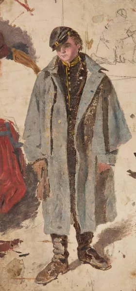 Young Soldier, Sketch of a Soldier Giving Water to a Wounded Companion by Winslow Homer Oil Painting