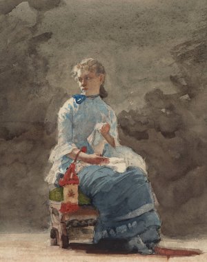 Young Woman Sewing by Winslow Homer Oil Painting